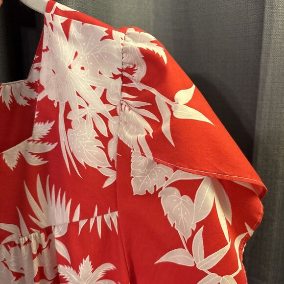 Vintage 90s Women's Kalena Fashions of Hawaii Red Hibiscus Floral Muumuu Size M - Picture 6 of 12